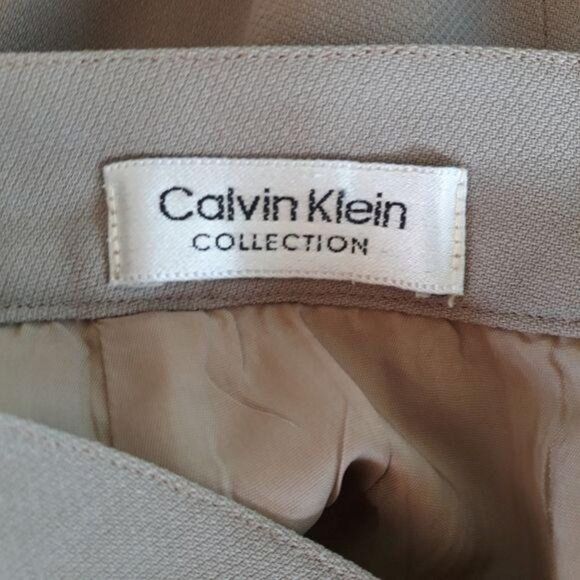 Vtg 70's Calvin Klein Collection Skirt 100% Wool Career Pencil Mini Taupe Sz XS - Picture 6 of 12